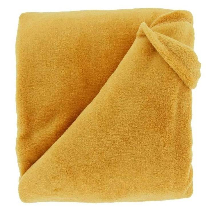 Schöner Leben Kuscheldecke Justin aus flauschiger Mikrofaser honey gelb XL 150x200cm