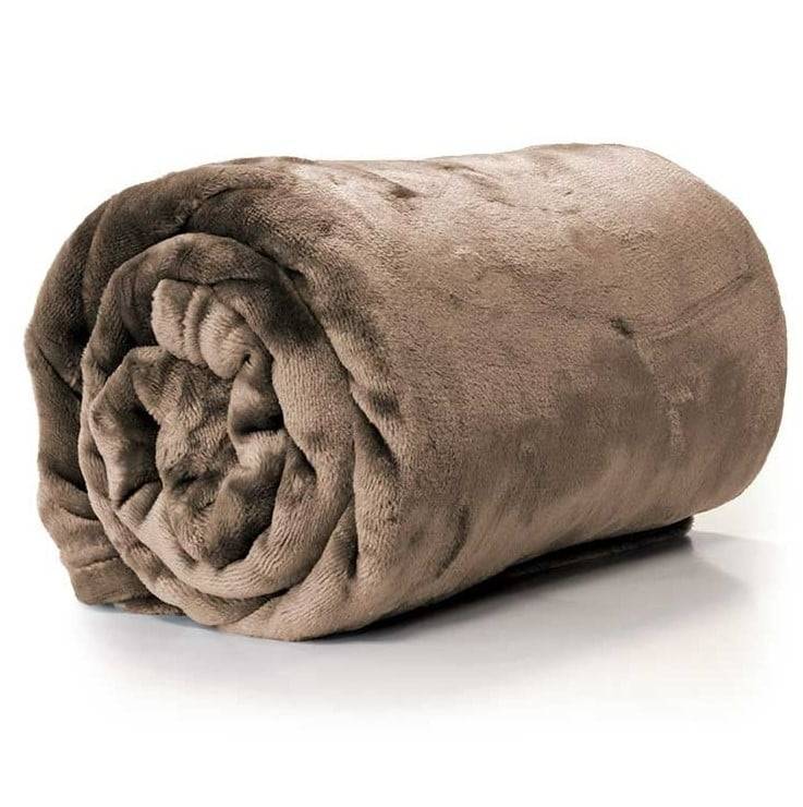 Schöner Leben Kuscheldecke Enzo aus flauschiger Mikrofaser taupe 130x180cm