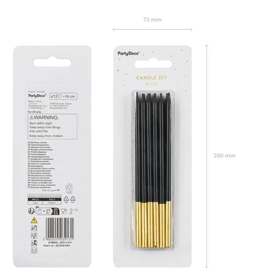 Schöner Leben Geburtstagskerzen 12 Stück schwarz-gold 12,5cm Verkauf