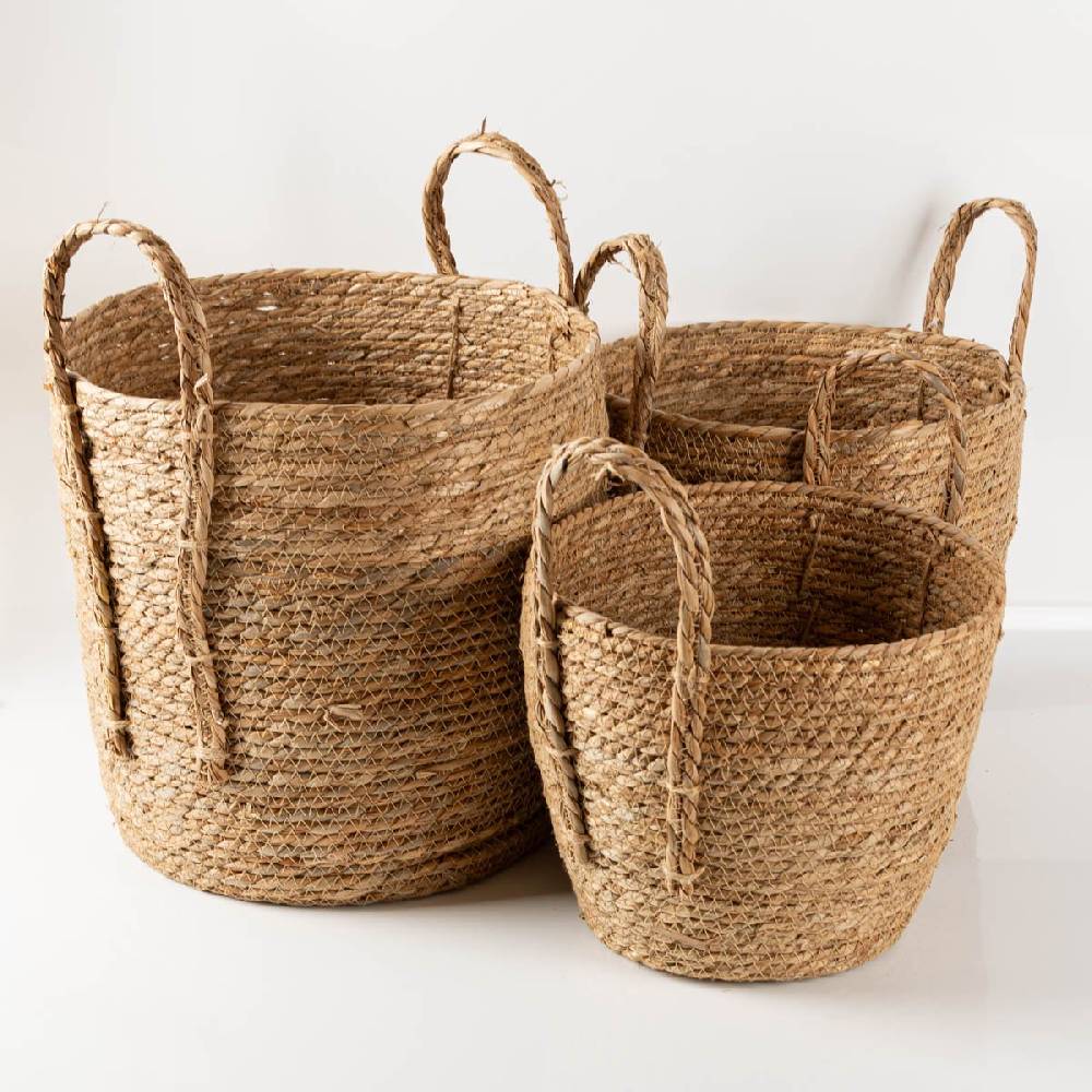 Schöner Leben Korb aus Seegras mit Henkeln im 3er Set von Countryfield 38x38x34cm