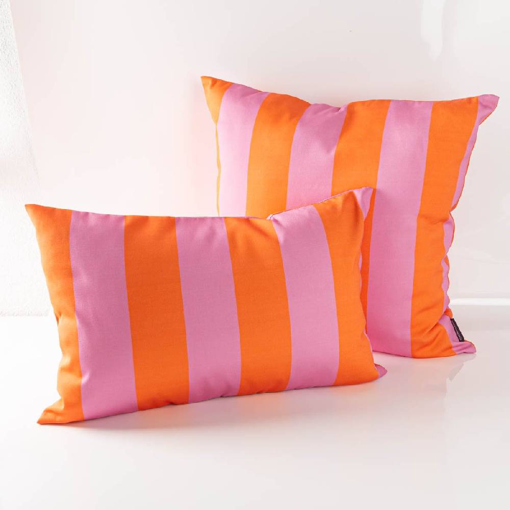 Schöner Leben Outdoor Kissen Hülle Digital Streifen pink orange in versch. Größen von SCHÖNER LEBEN