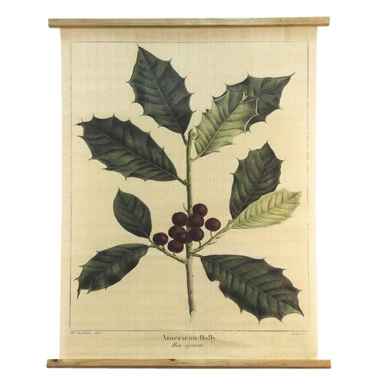 Schöner Leben Wandteppich Stechpalme Vintage mit Holzleistern 100x80cm von Clayre & Eef,