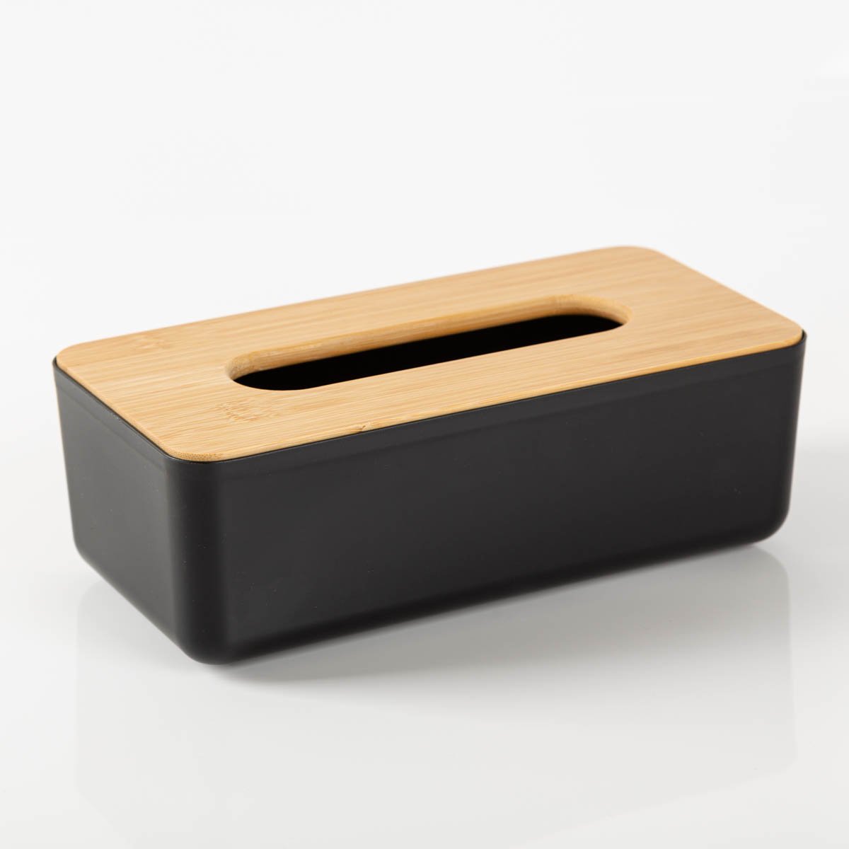Schöner Leben Kosmetiktücherbox mit Bambusdeckel schwarz natur 26x16x8,5cm