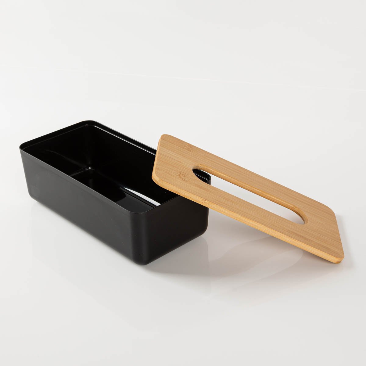 Schöner Leben Kosmetiktücherbox mit Bambusdeckel schwarz natur 26x16x8,5cm Hotsell