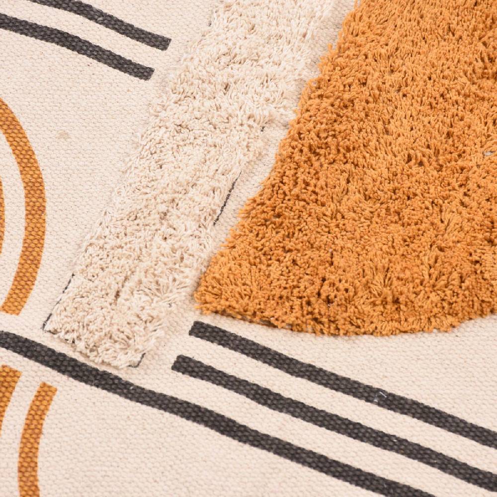 Schöner Leben Teppich aus Baumwolle mit Geometriemuster beige gelb grau 90x60cm Angebote