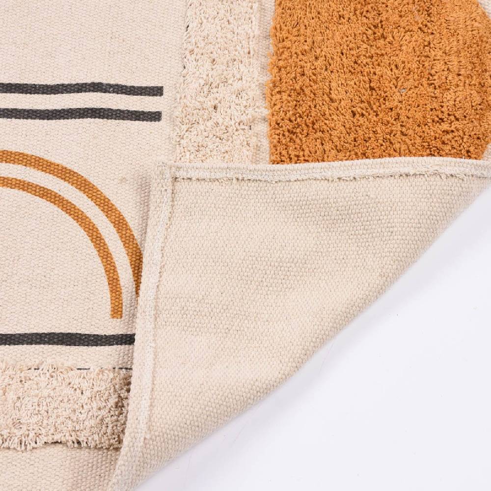 Schöner Leben Teppich aus Baumwolle mit Geometriemuster beige gelb grau 90x60cm Angebote