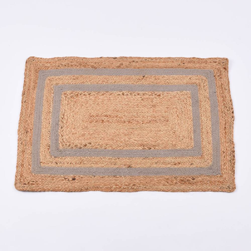 Schöner Leben Teppich geflochten Jute Baumwolle Rechtecke natur hellgrau 90x60cm
