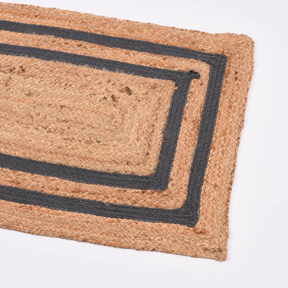 Schöner Leben Teppich geflochten Jute Baumwolle Rechtecke natur dunkelgrau 90x60cm Meist gekauft