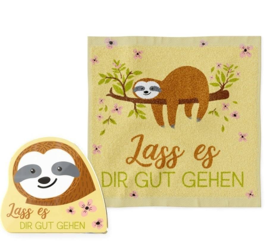 Schöner Leben Magisches Handtuch Faultier "Lass es dir gut gehen" gelb von La Vida Hotsell