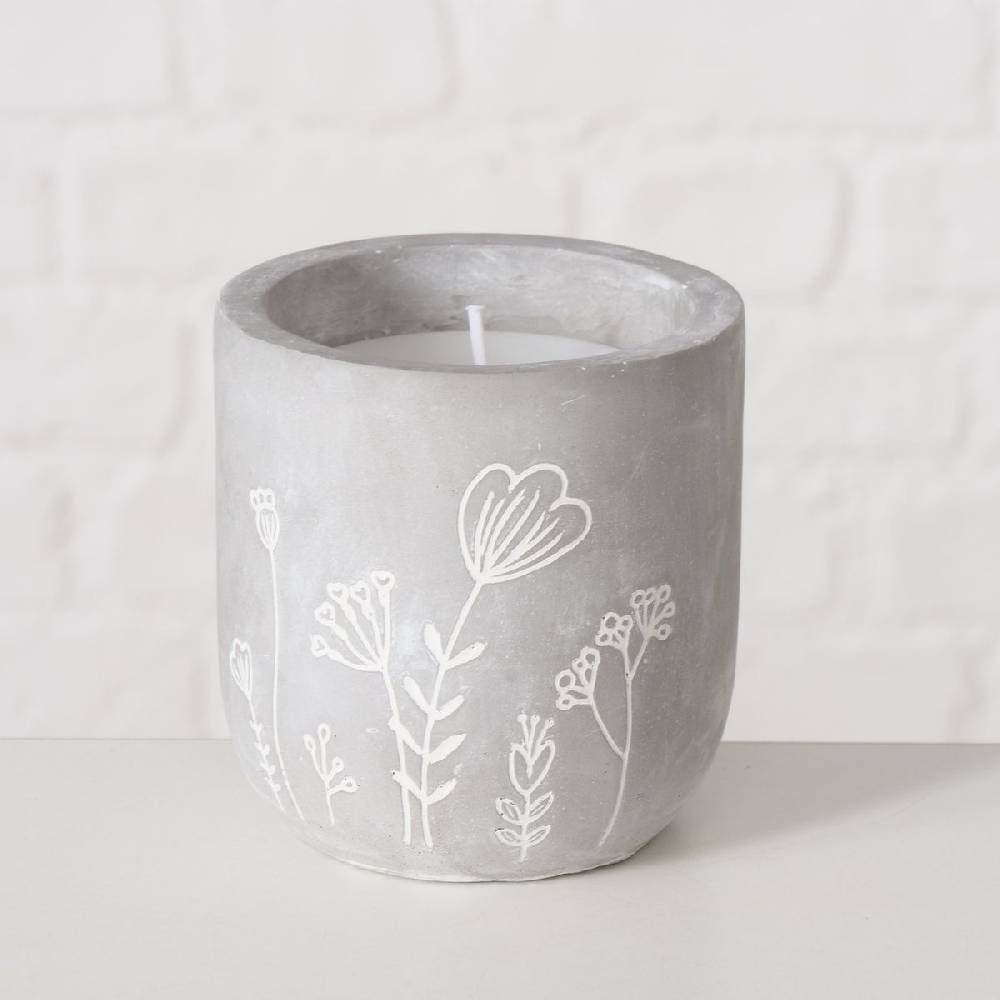 Schöner Leben Kerzentopf aus Beton mit floraler Gravur 8,5x8,5cm mit 12 Std Brenndauer, 1 Stk Meist gekauft