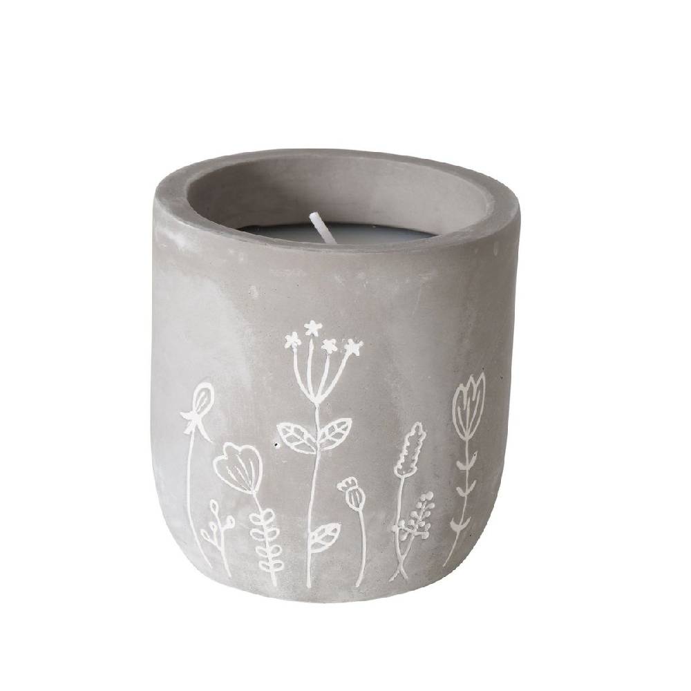 Schöner Leben Kerzentopf aus Beton mit floraler Gravur 8,5x8,5cm mit 12 Std Brenndauer, 1 Stk Meist gekauft