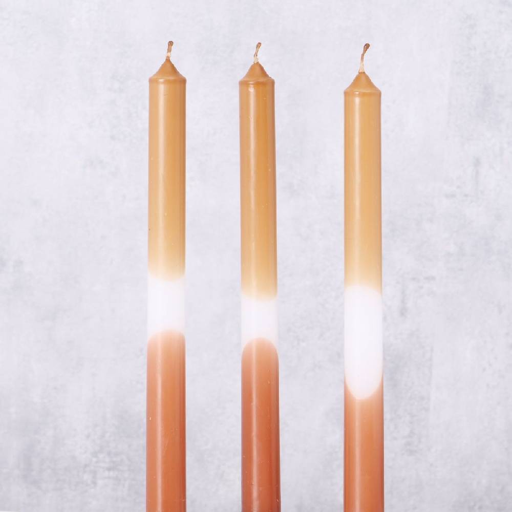 Schöner Leben Stabkerze Duo im 3er Set braun caramel 255x21mm mit 7 Std Brenndauer Blitzverkäufe