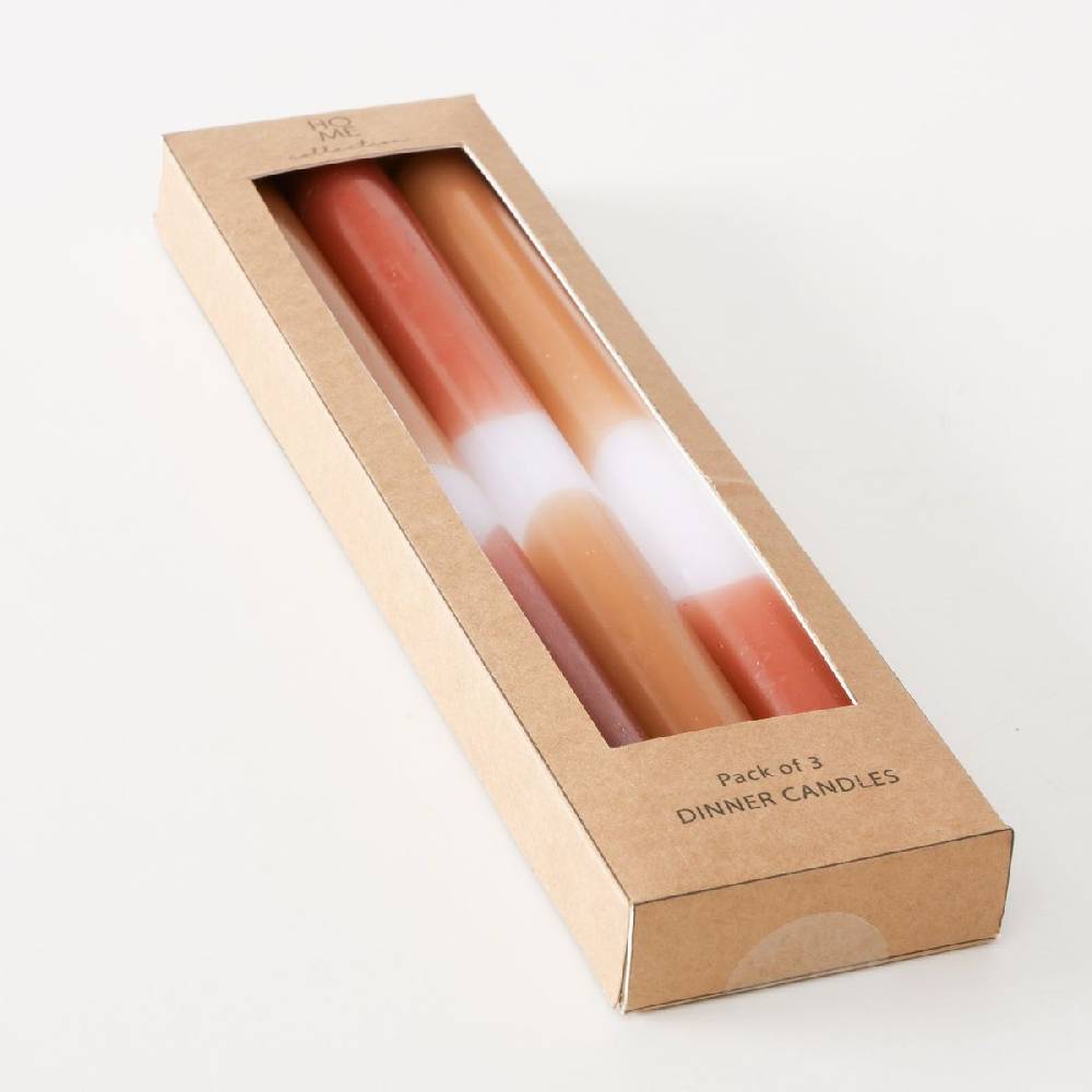 Schöner Leben Stabkerze Duo im 3er Set braun caramel 255x21mm mit 7 Std Brenndauer Blitzverkäufe