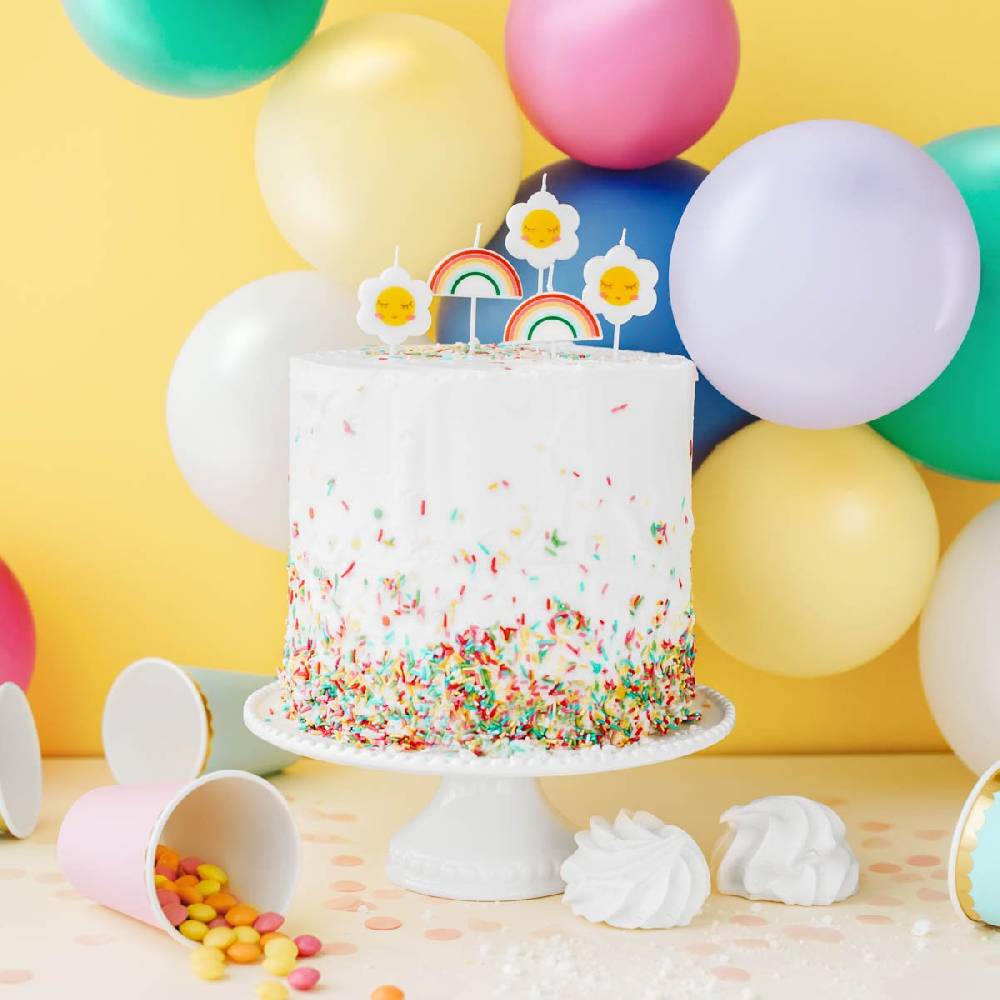Schöner Leben 5 Stück Geburtstagskerzen Daisy Blumen und Regenbogen Online
