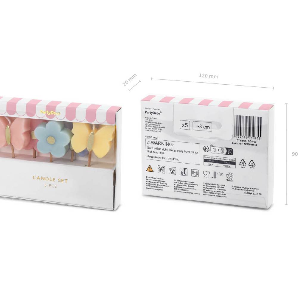 Schöner Leben 5 Stück Geburtstagskerzen Schmetterlinge und Blumen Farbmix 3,5cm Outlet