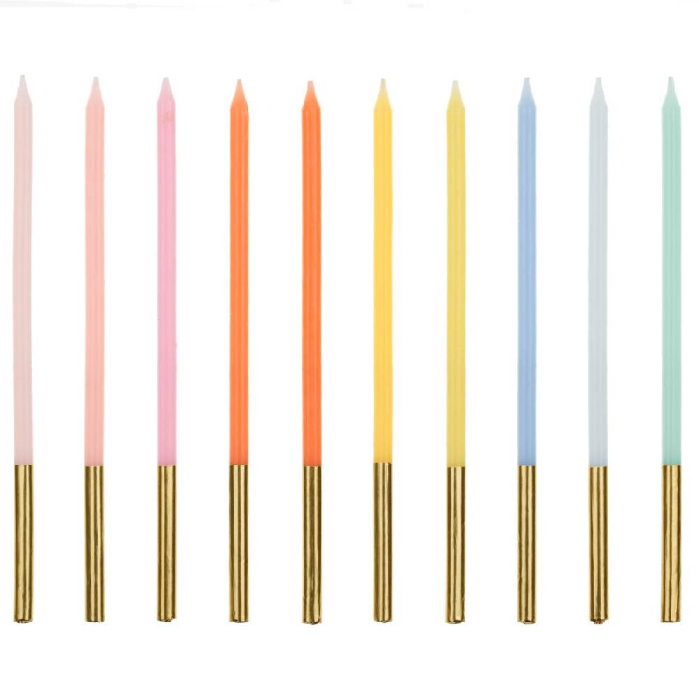 Schöner Leben 10 Stück Geburtstagskerzen Farbmix mit metallisierter Goldspitze 0,5x14cm