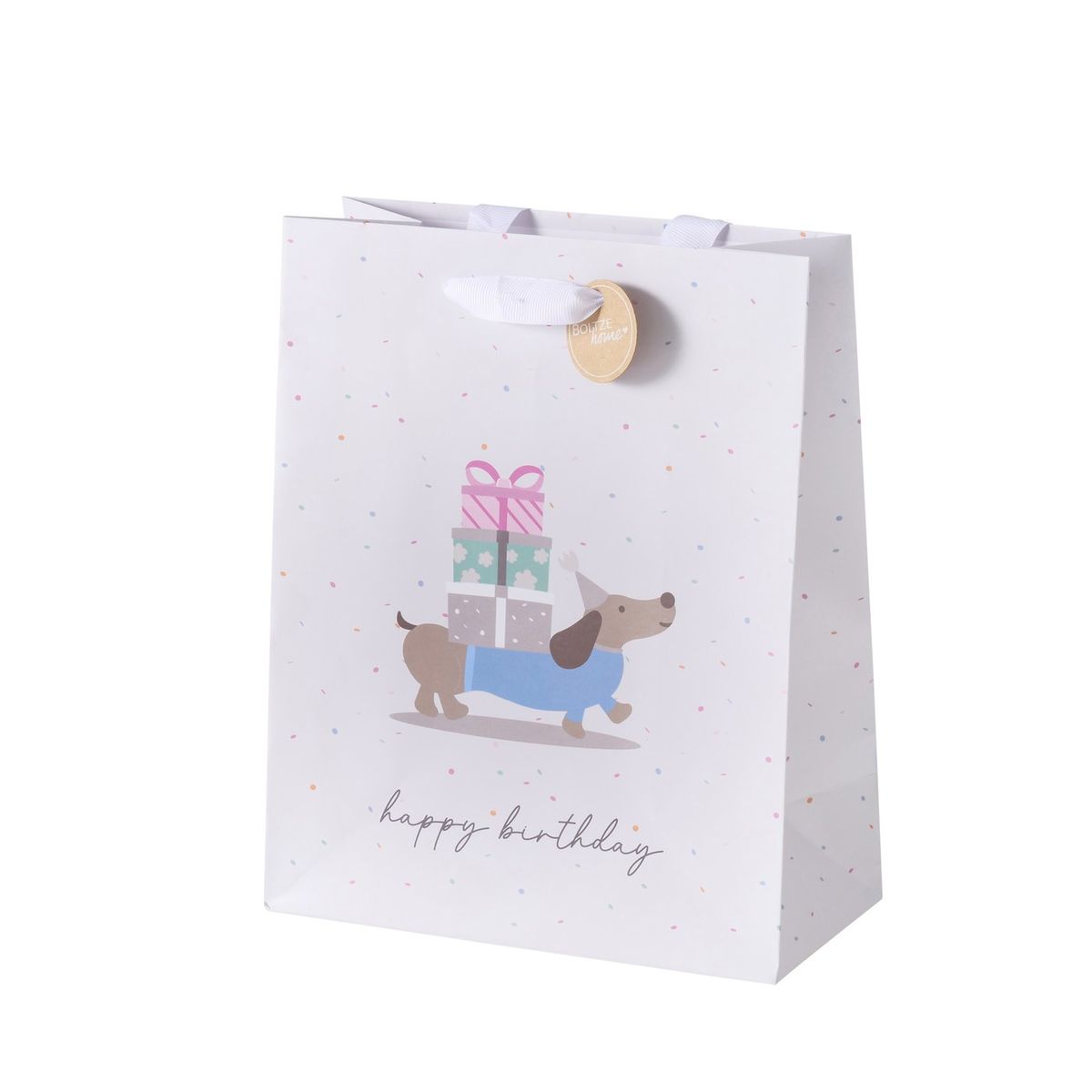 Schöner Leben Geschenktüte Happy Birthday Dackel Geschenke 20x10x25cm