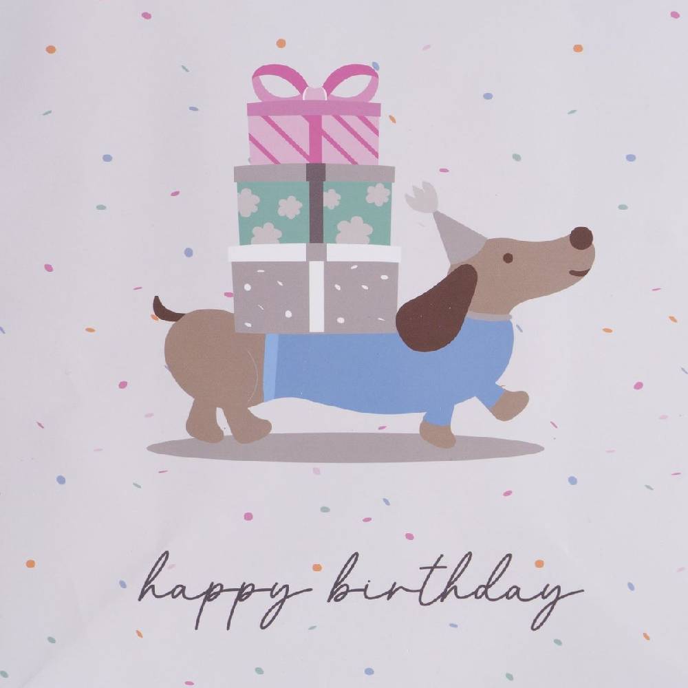 Schöner Leben Geschenktüte Happy Birthday Dackel Geschenke 20x10x25cm Günstiger Verkauf