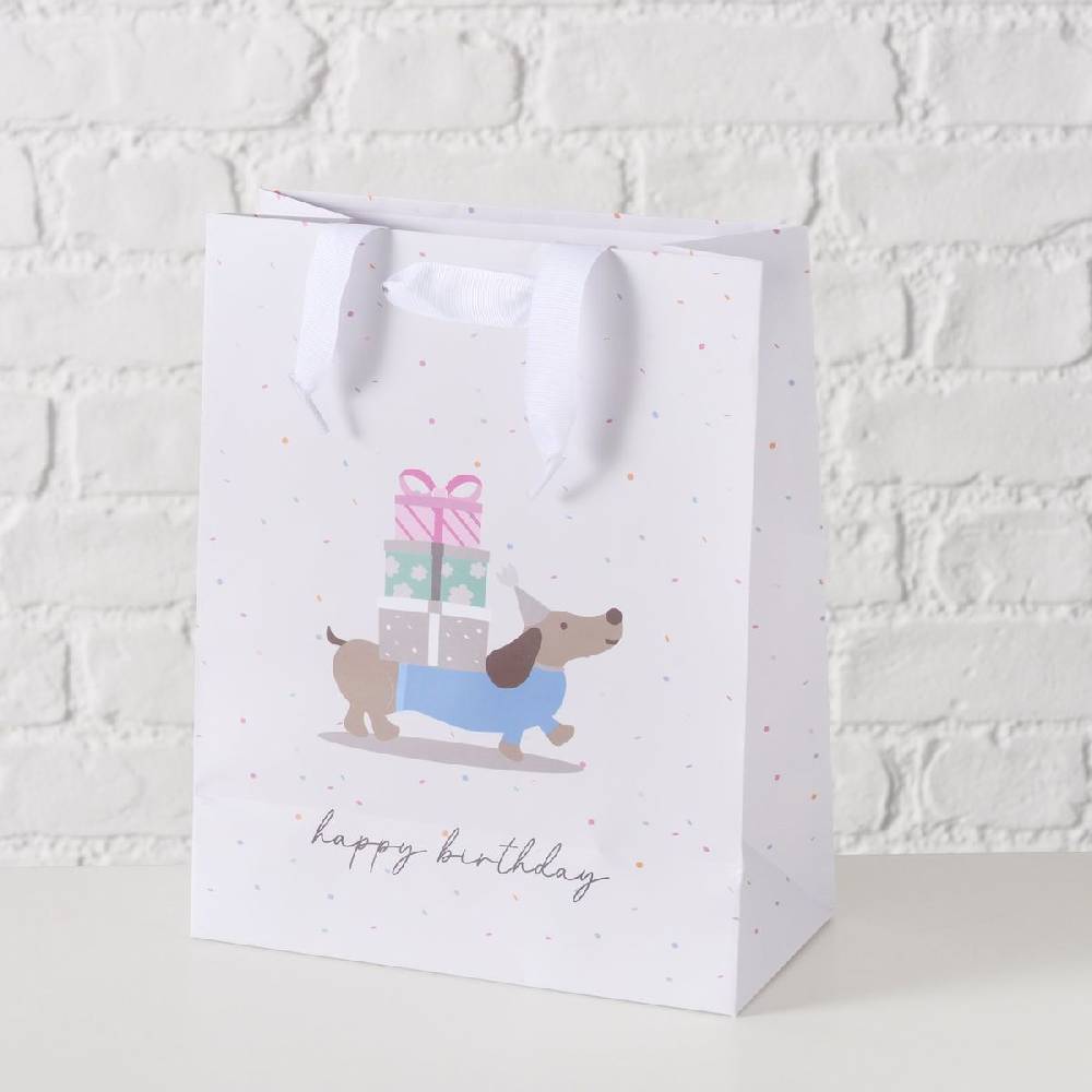 Schöner Leben Geschenktüte Happy Birthday Dackel Geschenke 20x10x25cm Günstiger Verkauf