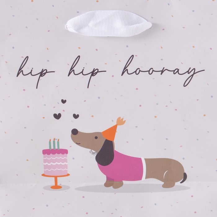Schöner Leben Geschenktüte hip hip hooray Dackel Torte 17x6x17cm Fabrikverkauf