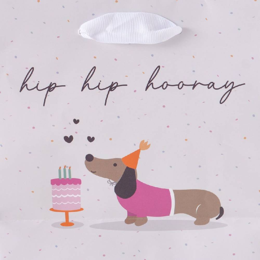 Schöner Leben Geschenktüte hip hip hooray Dackel Torte 17x6x17cm Fabrikverkauf