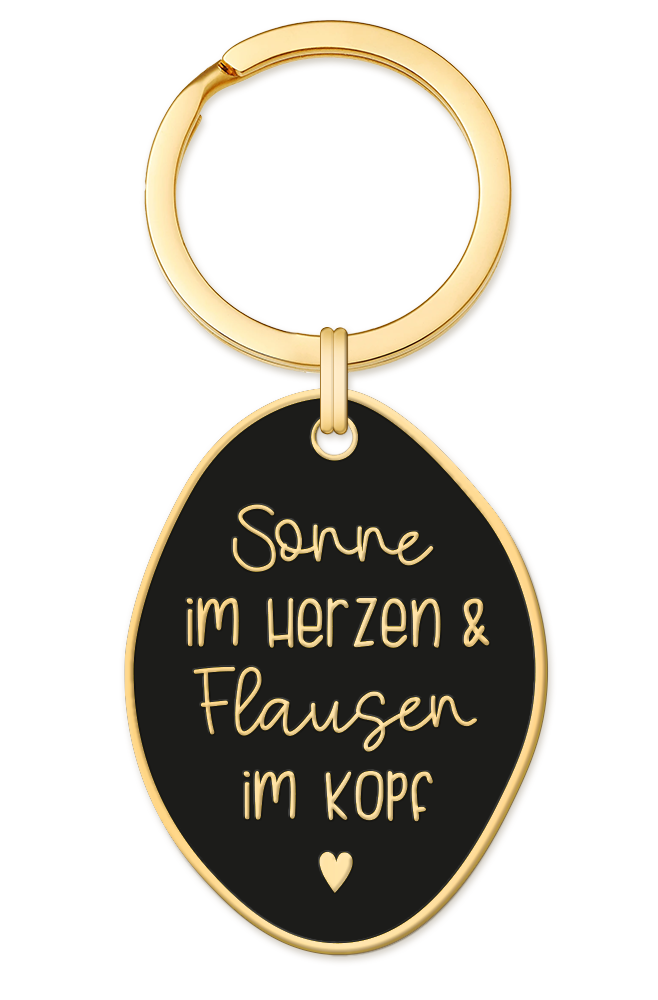 Schöner Leben Schlüsselanhänger Sonne im Herzen & Flausen im Kopf 85x40mm von Grafik Werkstatt