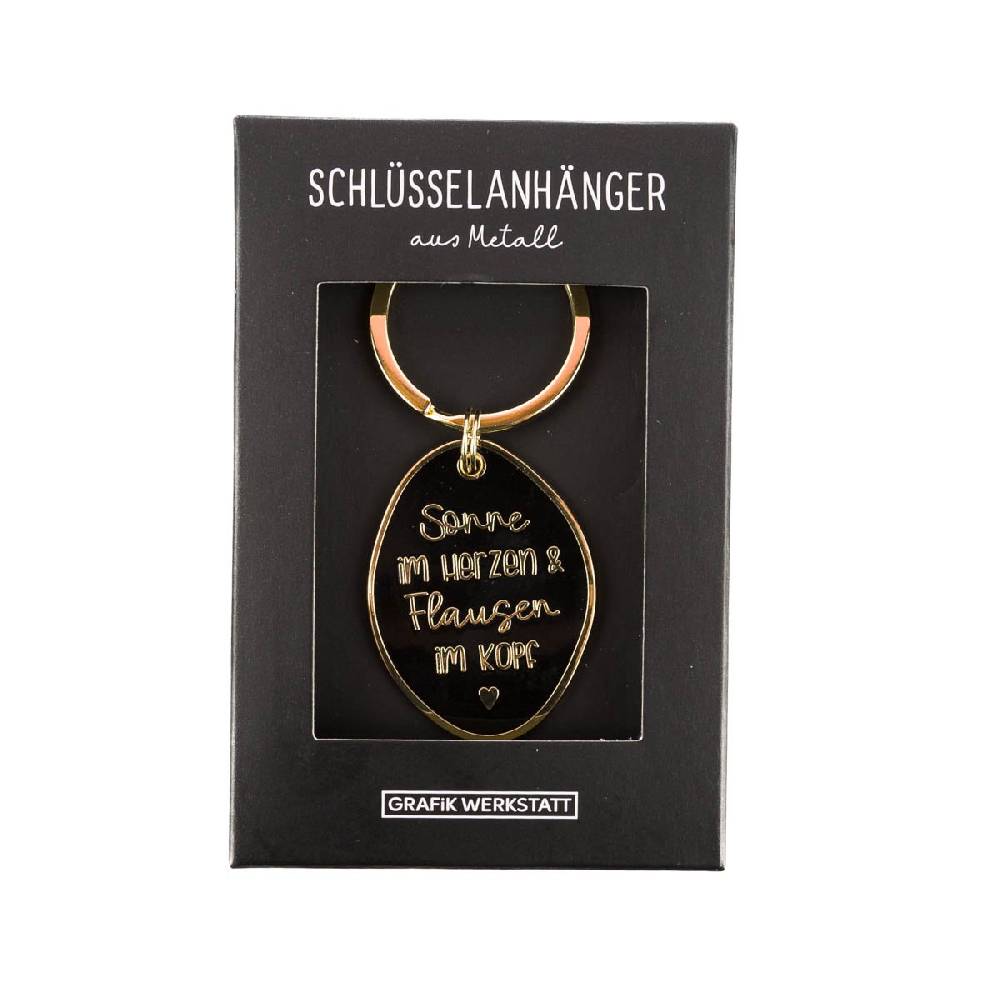 Schöner Leben Schlüsselanhänger Sonne im Herzen & Flausen im Kopf 85x40mm von Grafik Werkstatt Verkauf