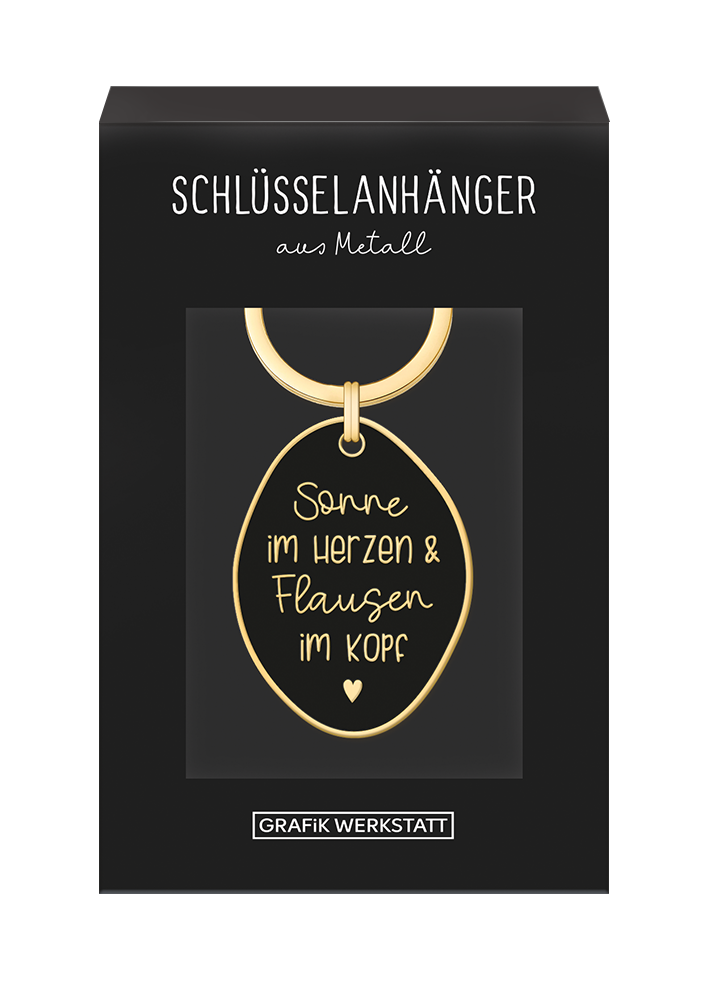 Schöner Leben Schlüsselanhänger Sonne im Herzen & Flausen im Kopf 85x40mm von Grafik Werkstatt Verkauf