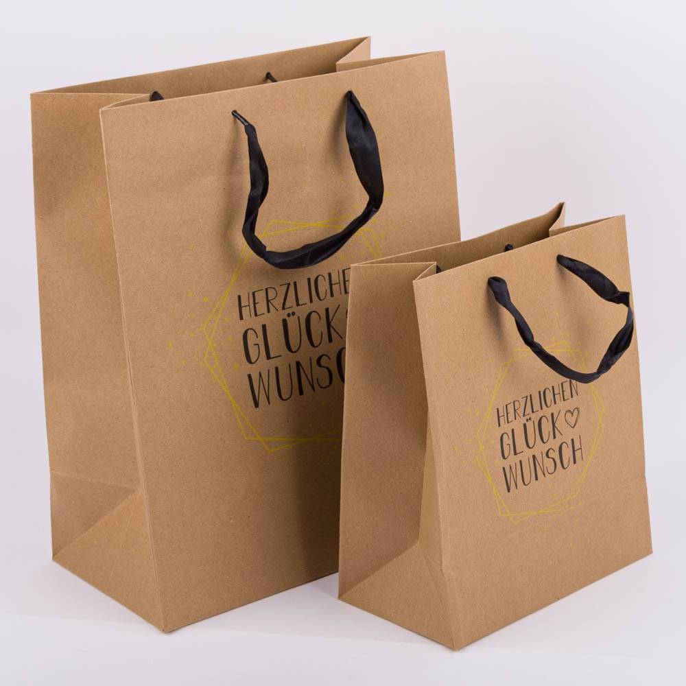 Schöner Leben Geschenktüte Kraftpapier Alles Gute oder Herzlichen Glückwunsch braun groß oder klein Blitzverkäufe