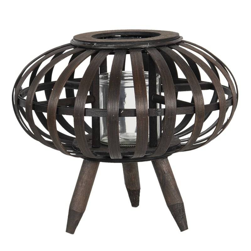 Schöner Leben Laterne aus Holzgeflecht mit 3 Beinen 34x29cm von Clayre & Eef