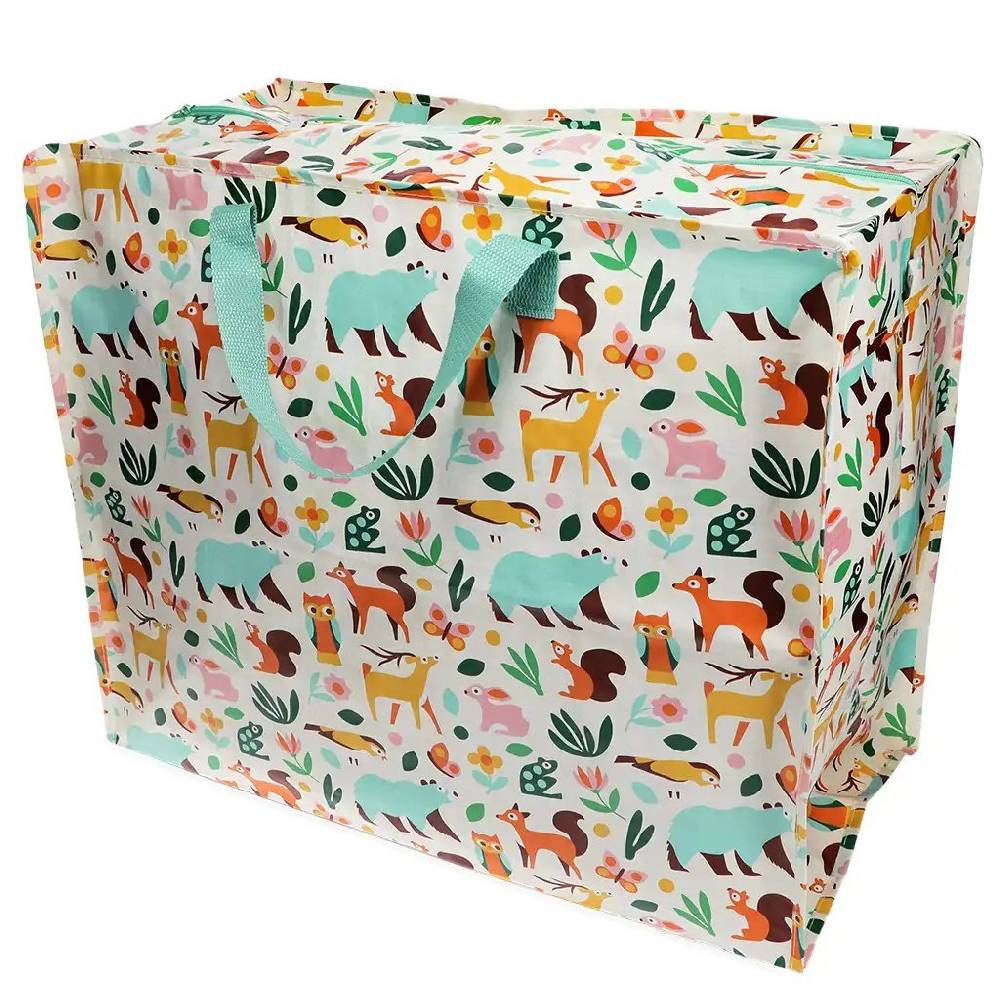 Schöner Leben XXL Tasche Waldtiere aus recyceltem Material weiß bunt 55x48x28cm Hotsell