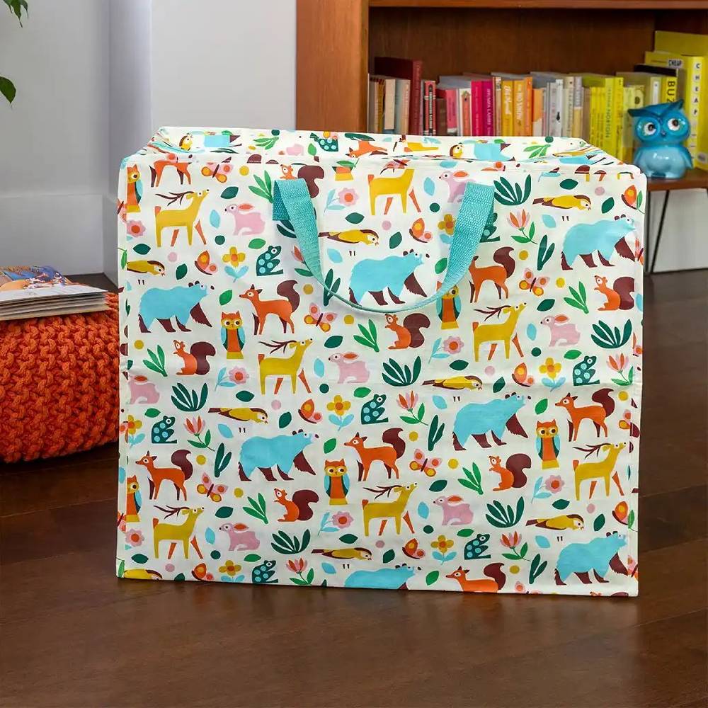 Schöner Leben XXL Tasche Waldtiere aus recyceltem Material weiß bunt 55x48x28cm Hotsell