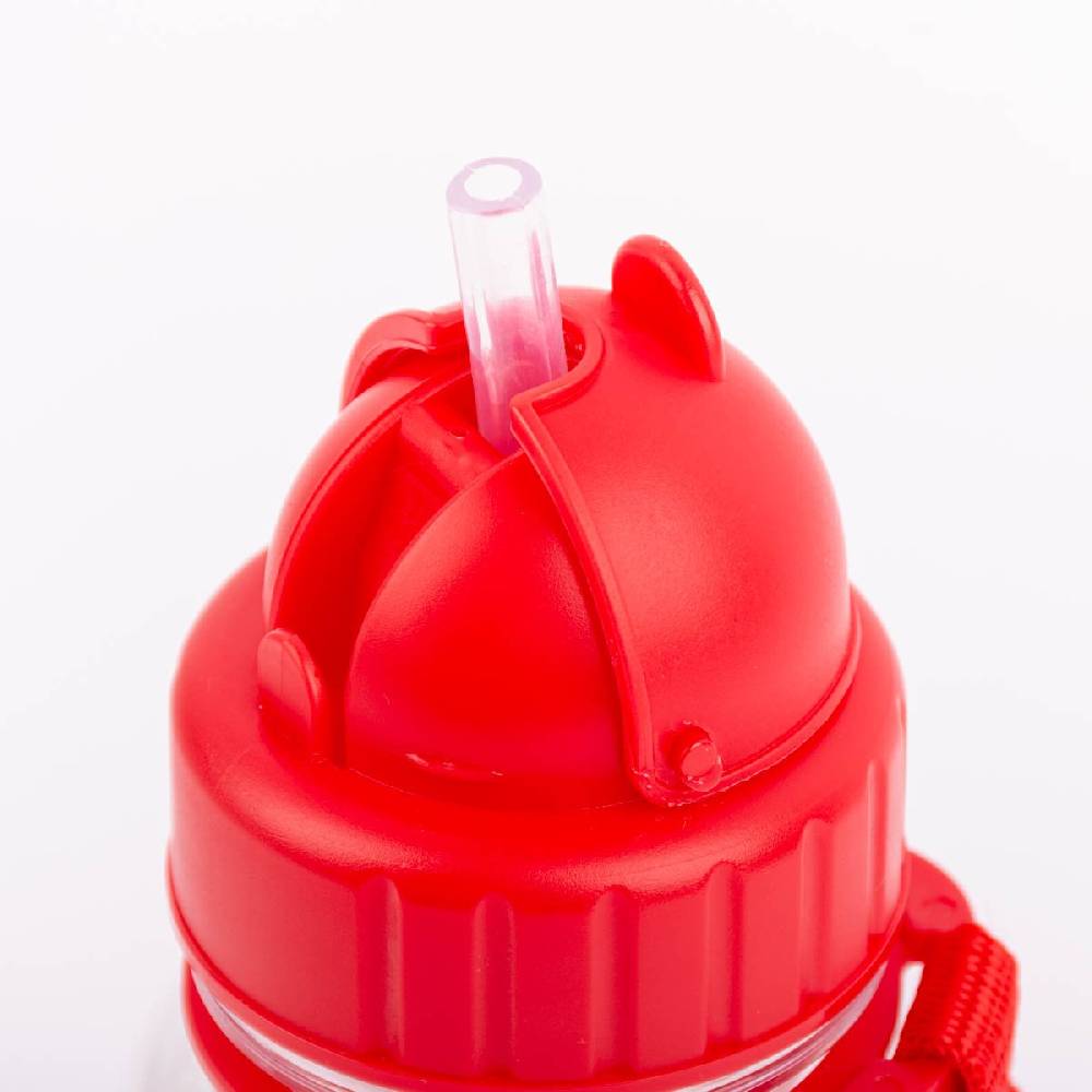 Schöner Leben Kinder Trinkflasche mit Trinkhalm London Bus transparent rot 500ml im Angebot