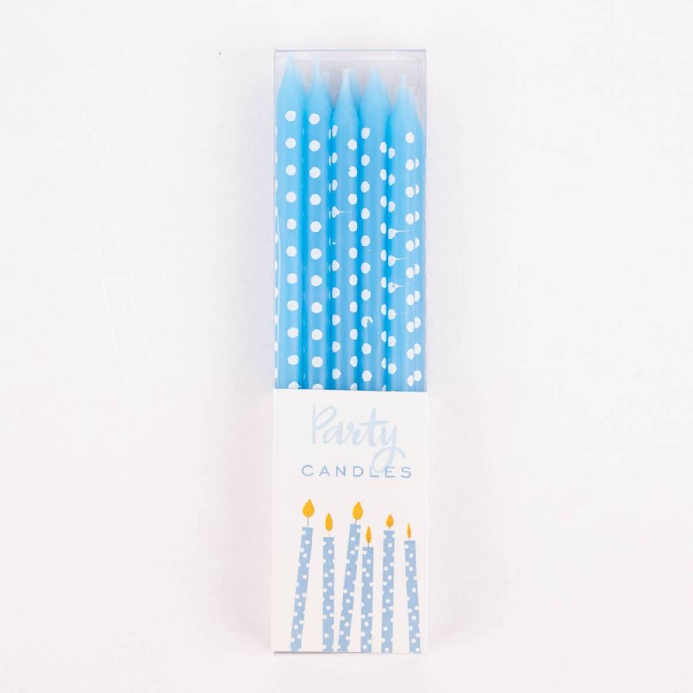 Schöner Leben Kuchenkerzen Punkte inklusive Halterungen blau weiß 10 Stück 10,5x0,6cm