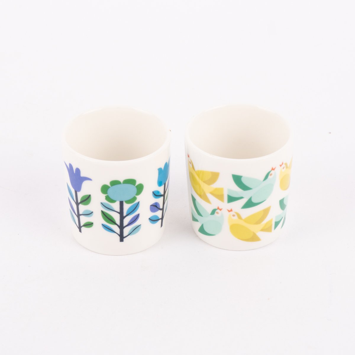 Schöner Leben Eierbecher Tauben und Blumen Porzellan weiß blau grün 4,5x5cm Fabrikverkauf