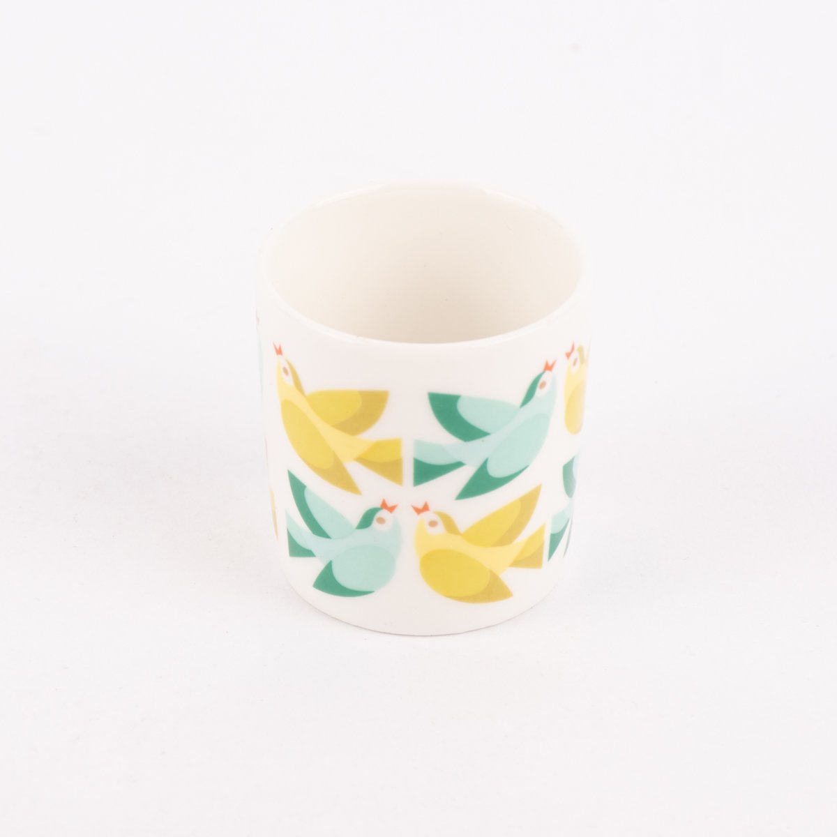 Schöner Leben Eierbecher Retro Vögel Porzellan weiß grün 4,5x5cm