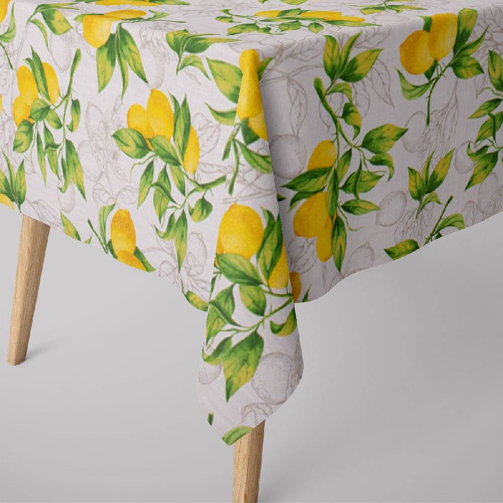 Schöner Leben SCHÖNER LEBEN. Tischdecke aus Baumwolle Citron Zitronen weiß grün gelb verschiedene Größen