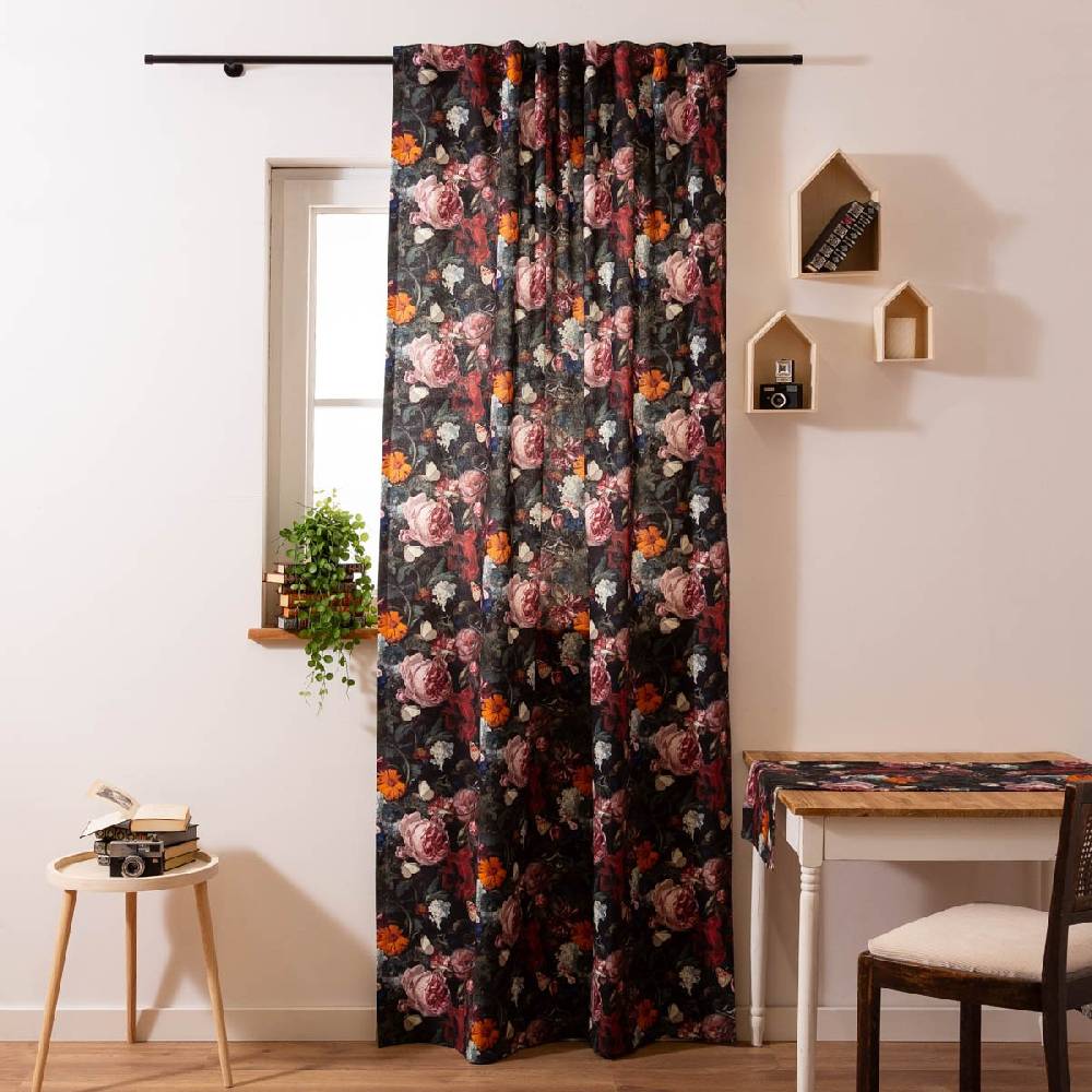 Schöner Leben Vorhang mit Smok-Schlaufenband Still Painting Blumen Schmetterling in 245cm oder Wunschlänge von SCHÖNER LEBEN Fabrikverkauf