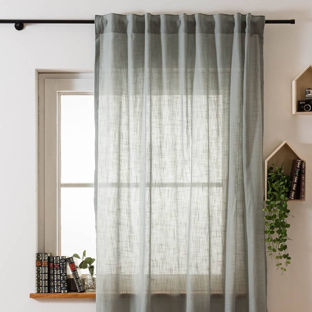 Schöner Leben Gardine mit Smok-Schlaufenband Leinenstruktur salbeigrün in 245cm oder Wunschlänge von SCHÖNER LEBEN