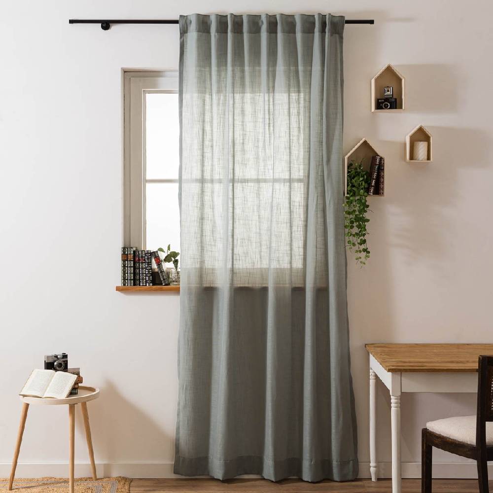 Schöner Leben Gardine mit Smok-Schlaufenband Leinenstruktur salbeigrün in 245cm oder Wunschlänge von SCHÖNER LEBEN Fabrikverkauf