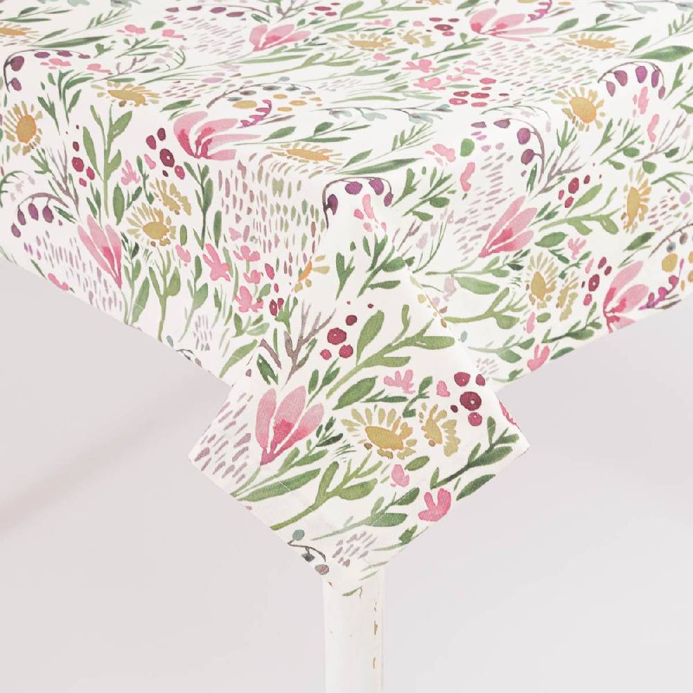 Schöner Leben Tischdecke Aquarell Blumen weiß rosa grün in versch. Größen von SCHÖNER LEBEN