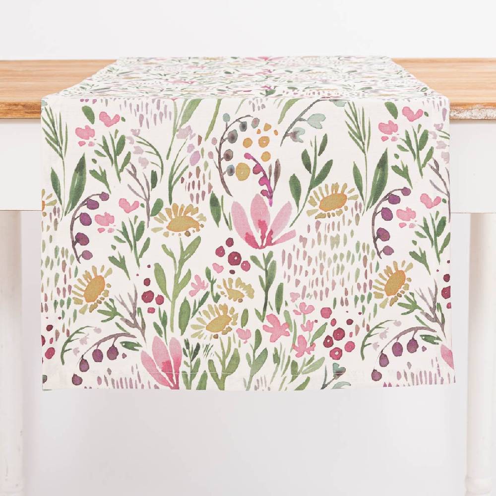 Schöner Leben Tischläufer Aquarell Blumen weiß rosa grün 40x160cm von SCHÖNER LEBEN Hotsell