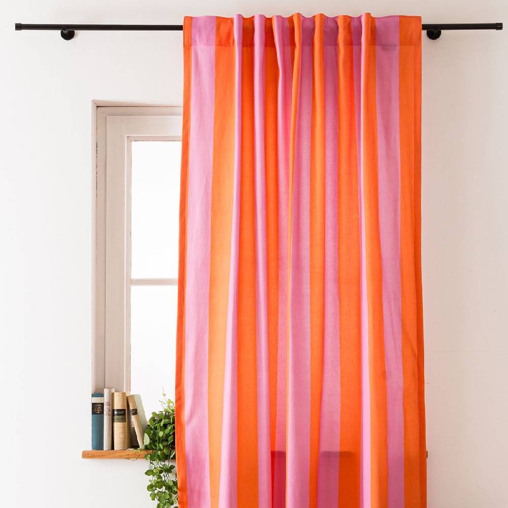 Schöner Leben Vorhang mit Smok-Schlaufenband Streifen orange pink in 245cm oder Wunschlänge von SCHÖNER LEBEN