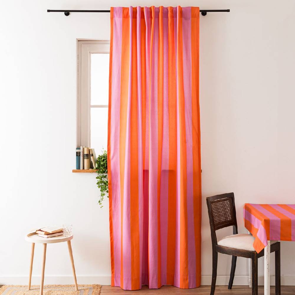 Schöner Leben Vorhang mit Smok-Schlaufenband Streifen orange pink in 245cm oder Wunschlänge von SCHÖNER LEBEN Meist gekauft