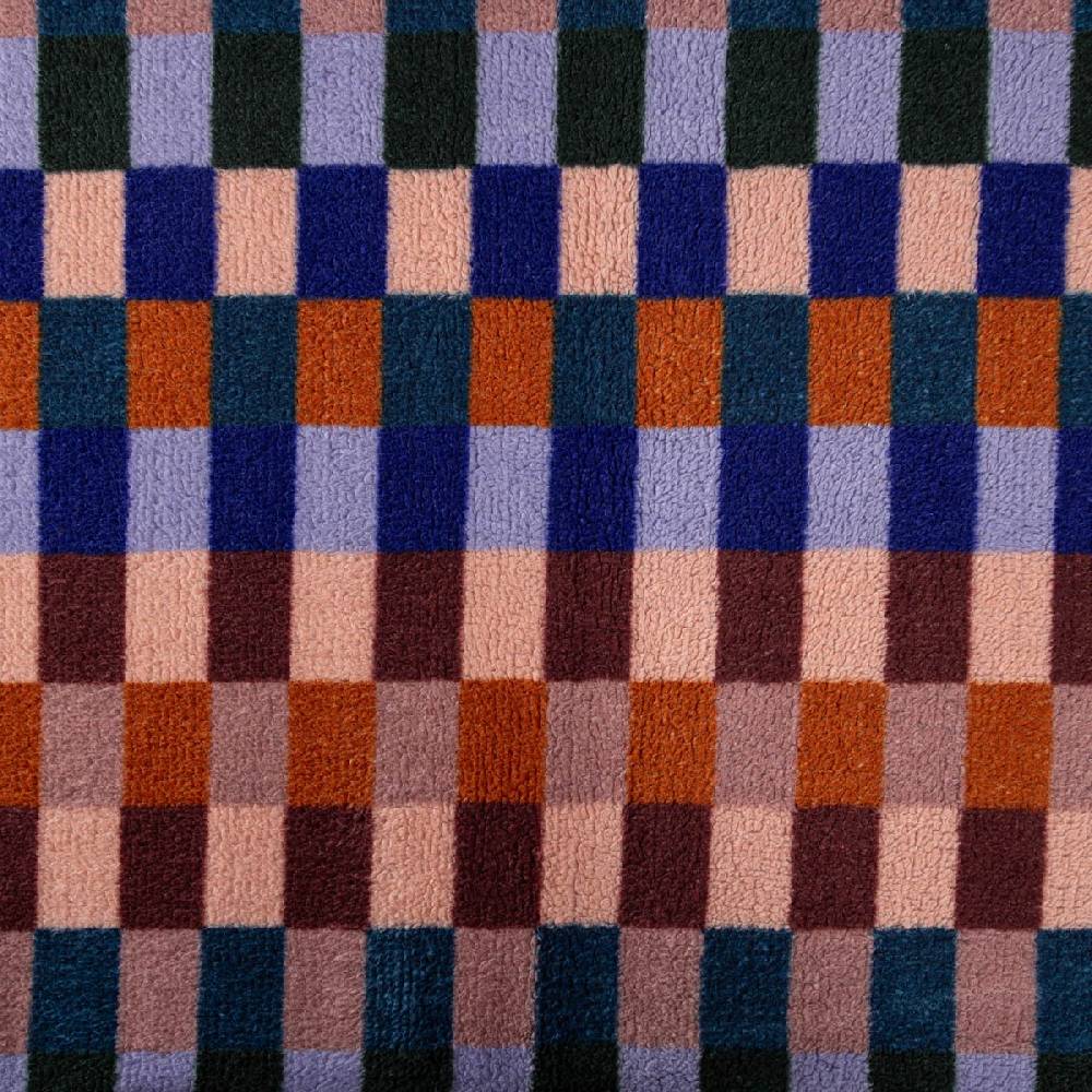 Schöner Leben Teddystoff Plüsch ALCALA Würfelmuster blau bunt 1,50m Breite