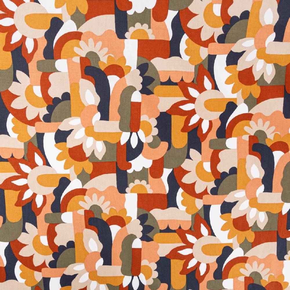 Schöner Leben Canvas Stoff Dekostoff Baumwolle Naive Retro Formen organisch 1,50m Breite Verkauf