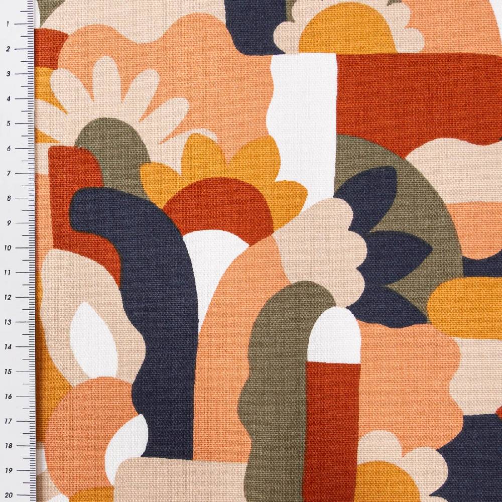 Schöner Leben Canvas Stoff Dekostoff Baumwolle Naive Retro Formen organisch 1,50m Breite Verkauf