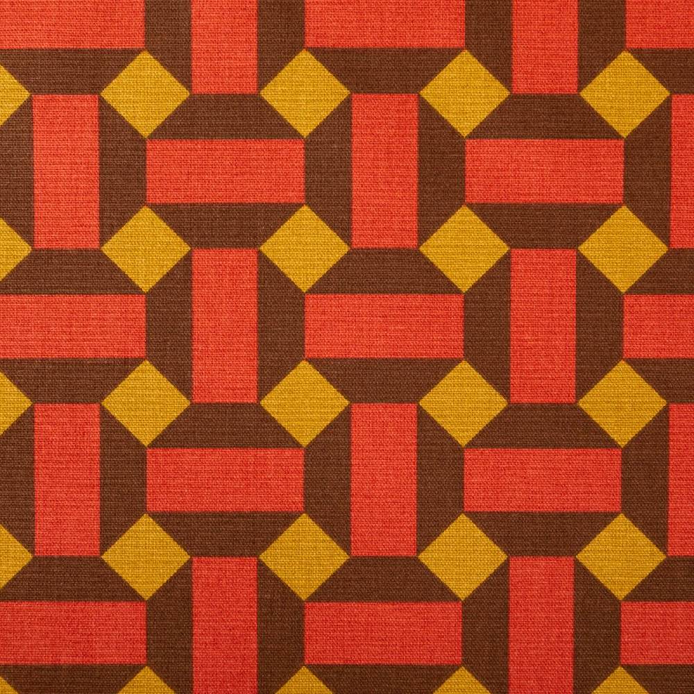 Schöner Leben Canvas Stoff Dekostoff Baumwolle Therese Retro Formen rot braun ocker 1,50m Breite