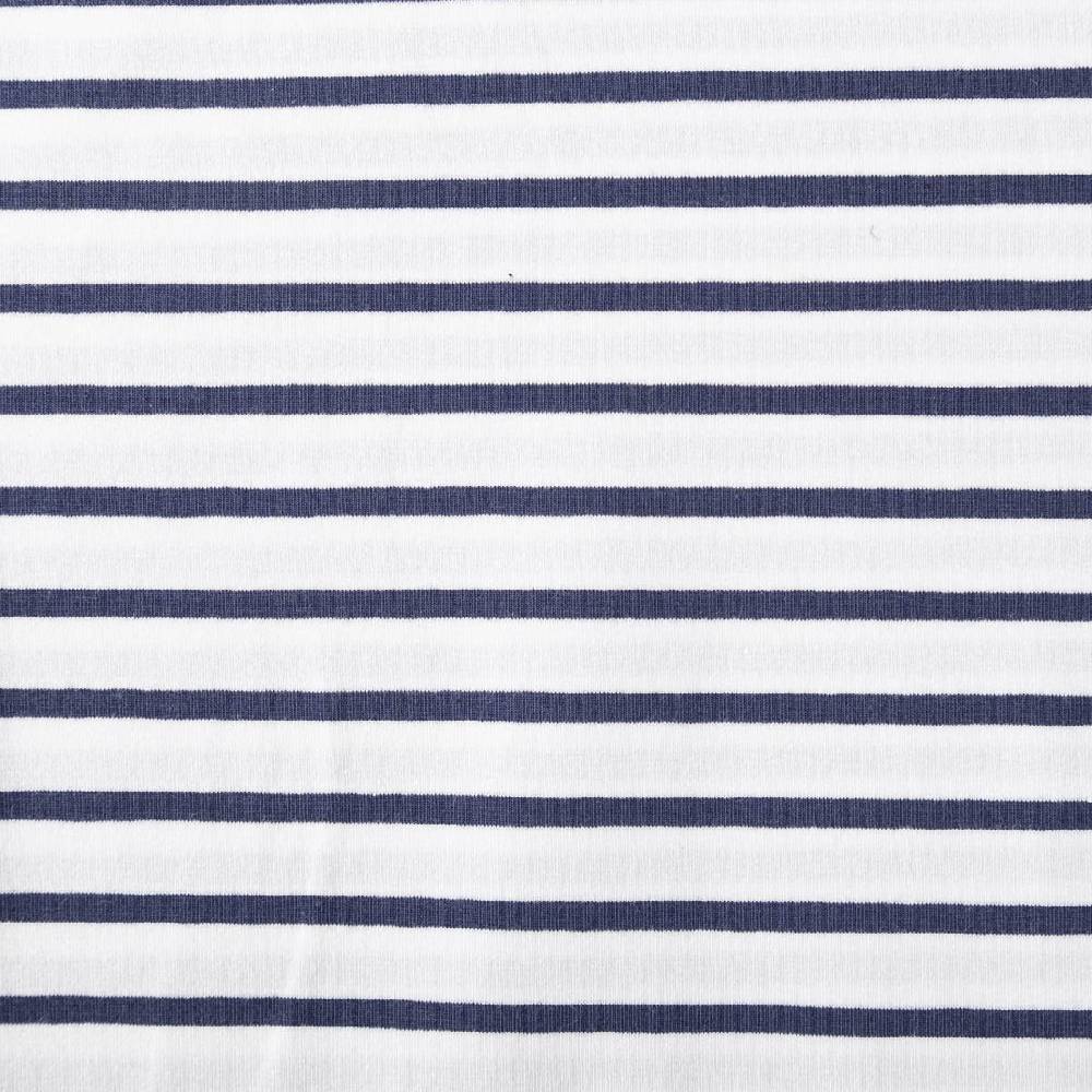 Schöner Leben Jersey Stoff Baumwolljersey Rayure Streifen weiß marineblau 1,45m Breite