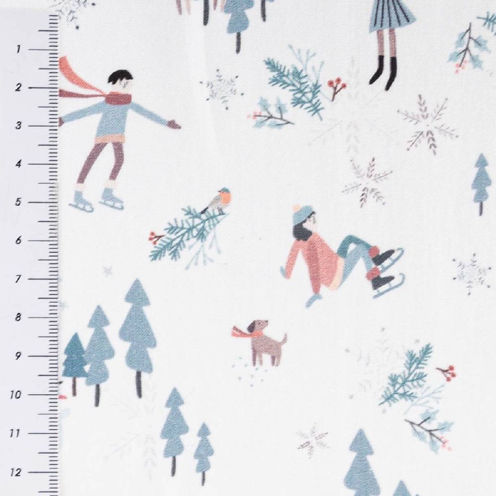 Schöner Leben Baumwollstoff Popeline Digitaldruck Snowtime weiß 1,47m Breite Online